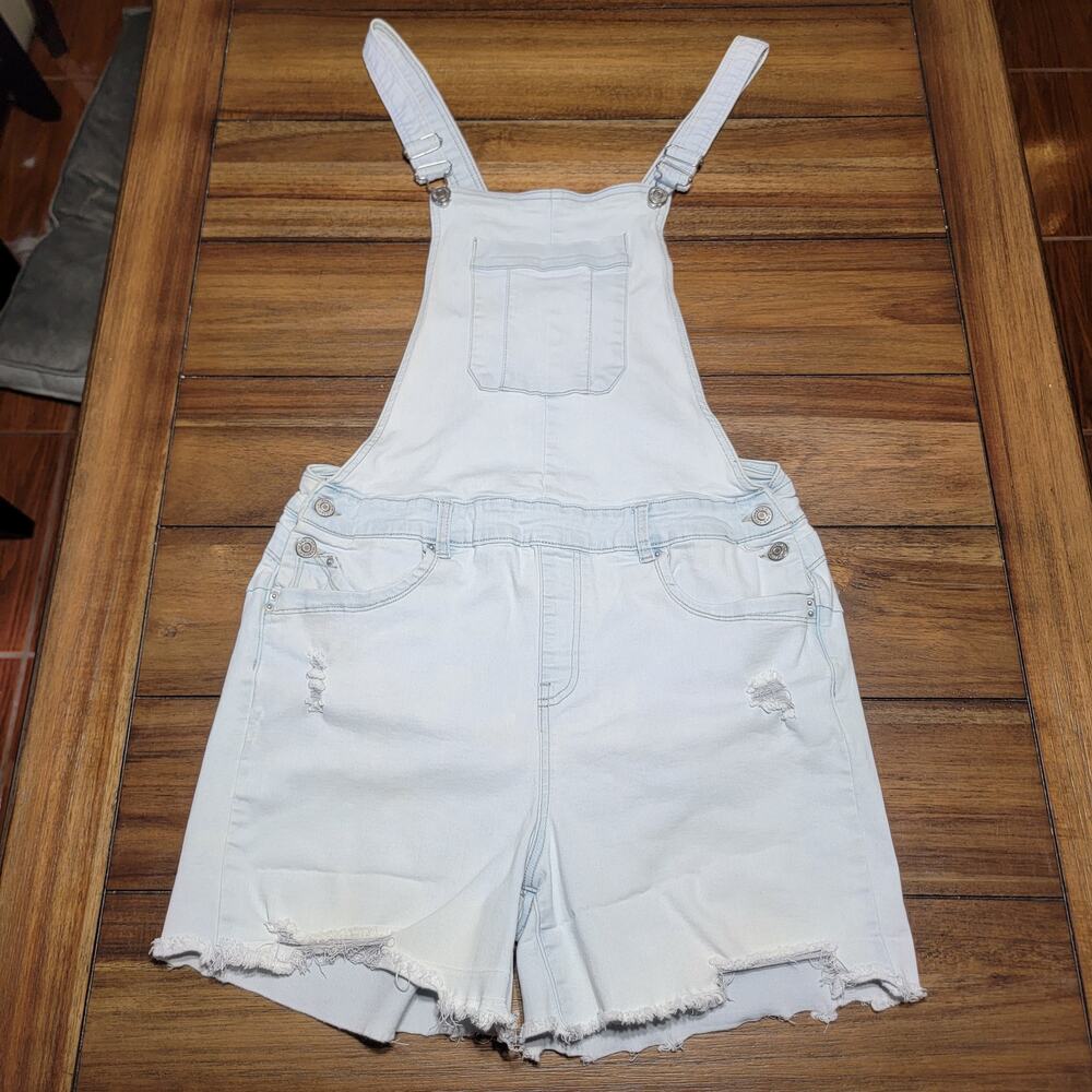 YMI Curvy Fit Light Wash Denim Shortalls - Size 15/32